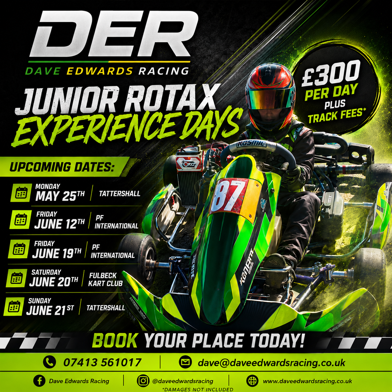 Dave Edwards Racing Junior Rotax experience days poster
